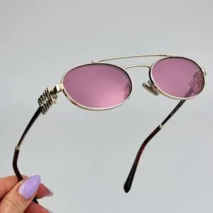 Miu Miu MU54ZS ZVN50D BRAND NEW Sunglasses Gold Pink Mirror Silver Pilot Unisex Miu Miu | Accessories | Brand New Miu Miu Mu54zs Zvn5d Gold  main image 4